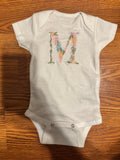 Floral Initial Baby Onesie